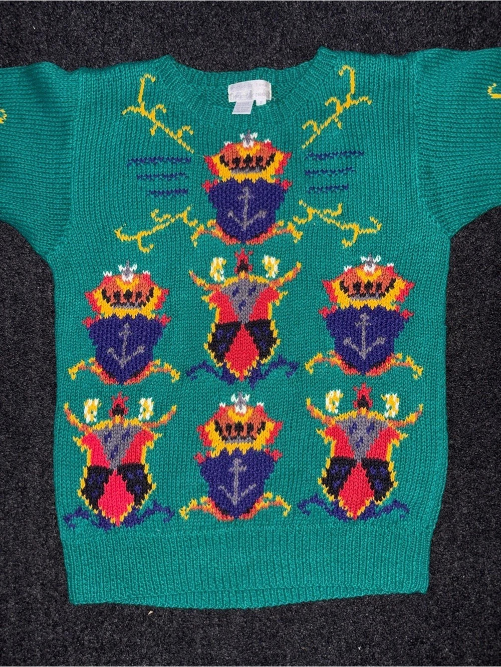 VTG 80s 90s Jennifer Reed Novelty Hand Knit Nautical Sweater Sz S Cotton Shield